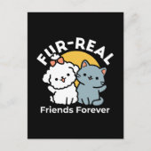フォーフリ実在ー・フレンズ | かわいい猫とドッグデュオ ポストカード (正面)