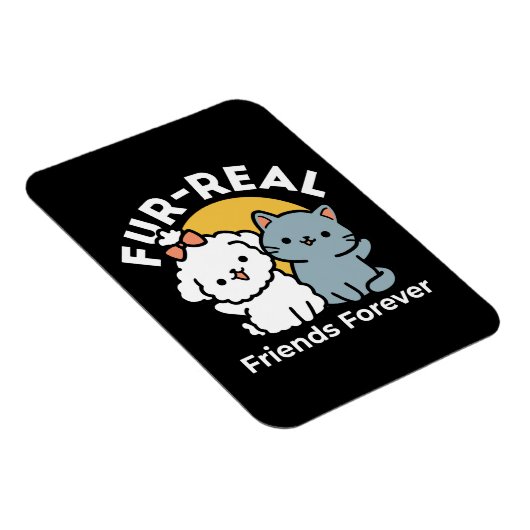 フォーフリ実在ー・フレンズ | かわいい猫とドッグデュオ マグネット (右側)