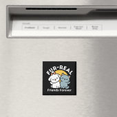 フォーフリ実在ー・フレンズ | かわいい猫とドッグデュオ マグネット (インサイチュ (食洗機))