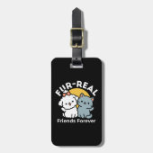 フォーフリ実在ー・フレンズ | かわいい猫とドッグデュオ ラゲッジタグ (正面縦)