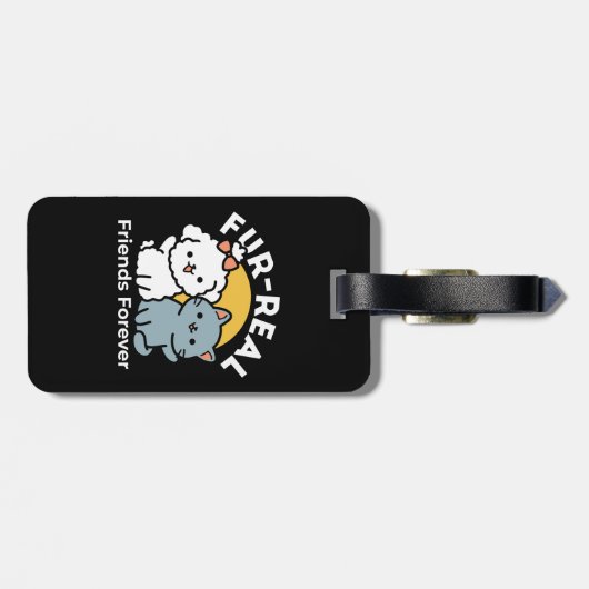 フォーフリ実在ー・フレンズ | かわいい猫とドッグデュオ ラゲッジタグ (裏面横)
