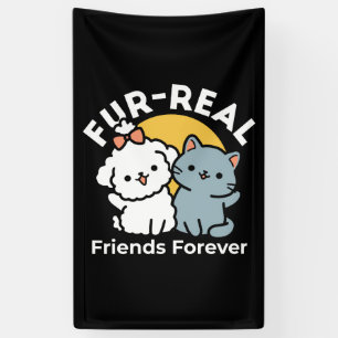 フォーフリ実在ー・フレンズ かわいい猫とドッグデュオ 横断幕