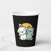 フォーフリ実在ー・フレンズ | かわいい猫とドッグデュオ 紙コップ (裏面)