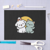 フォーフリ実在ー・フレンズ | かわいい猫とドッグデュオ 薄葉紙 (クラフト)