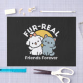 フォーフリ実在ー・フレンズ | かわいい猫とドッグデュオ 薄葉紙 (クラフト)