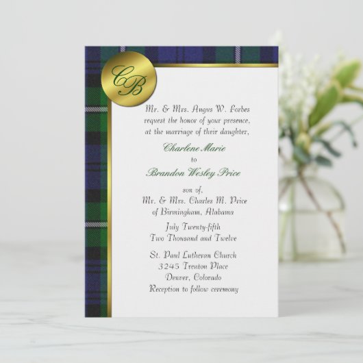 フォーブスプレイドモノグラム結婚式招待状 招待状 (スタンド正面)