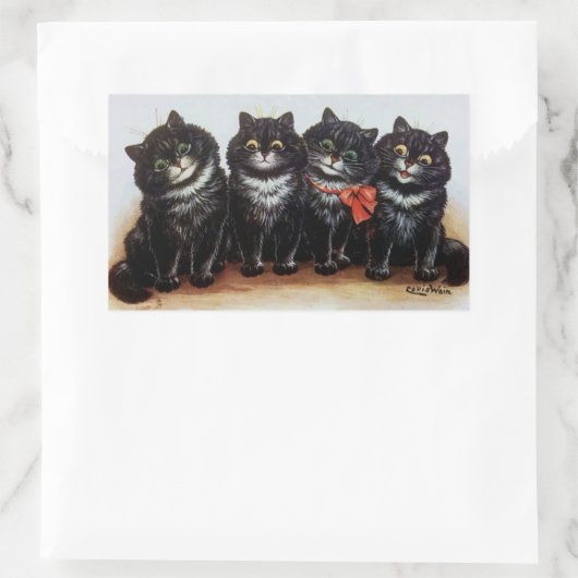 フォーブラックキャッツヴィンテージイラストレーションバイルイワーイン 長方形シール (バッグ)