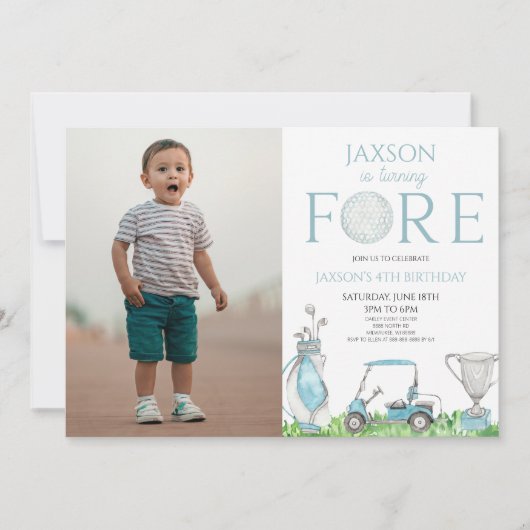 フォーブルーゴルフ写真4th第4バースデーパーティー 招待状 (正面)