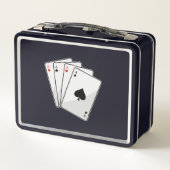 フォープレットアーストランプのポーカーカードatトランプのポーカー メタルランチボックス (裏面)