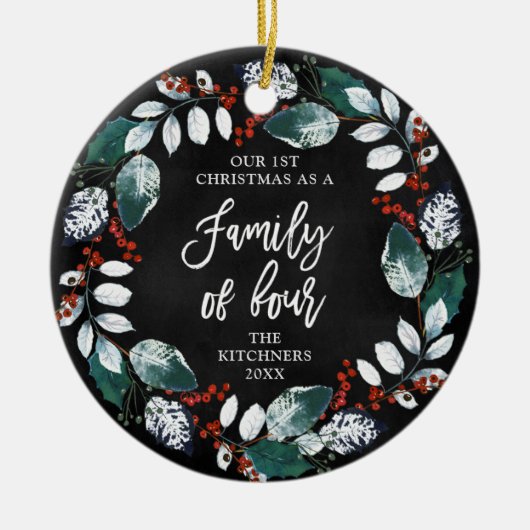 フォーホリーパーソナライズされた素朴リース セラミックオーナメント (正面)