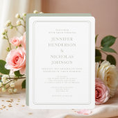 フォーマルでエレガントなサージグリーンのウェディング 招待状