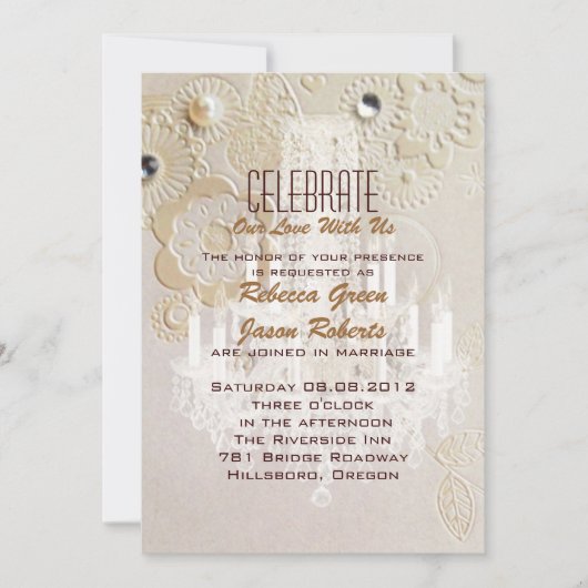 フォーマルでエレガントな渦巻き模様のパリスタイルのヴィンテージウェディング 招待状 (正面)