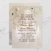 フォーマルでエレガントな渦巻き模様のパリスタイルのヴィンテージウェディング 招待状 (正面/裏面)