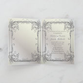 フォーマルでエレガントな渦巻の真珠の白いヴィンテージの結婚 招待状 (内部)