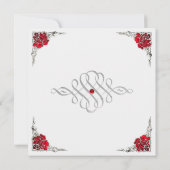 フォーマルでエレガントな銀製のアクセントの花の結婚式の招待 招待状 (裏面)