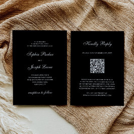 フォーマルでクラシカルな黒の結婚式QRコードRSVP 招待状