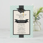 フォーマルでモダンなシェブロンの卒業のパーティの招待状 招待状 (スタンド正面)