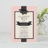 フォーマルでモダンなシェブロンの卒業のパーティの招待状 招待状 (スタンド正面)