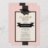 フォーマルでモダンなシェブロンの卒業のパーティの招待状 招待状 (正面/裏面)