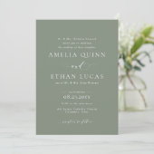 フォーマルで優雅なライトセージグリーンの結婚式 招待状 (スタンド正面)