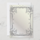 フォーマルで優雅な渦巻き パールホワイト ヴィンテージ ウェディング 招待状 (裏面)