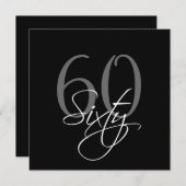 フォーマルで黒い灰色の第60誕生日の招待状 招待状 (正面/裏面)