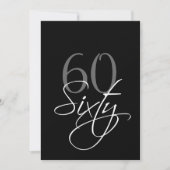 フォーマルで黒い灰色の第60誕生日の招待状 招待状 (正面)