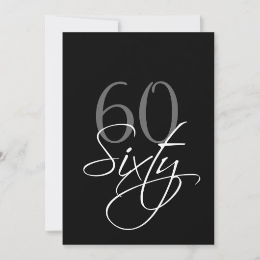 フォーマルで黒い灰色の第60誕生日の招待状 招待状 (正面)