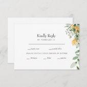 フォーマルなひまわりウェディングの出欠確認 出欠カード (正面/裏面)