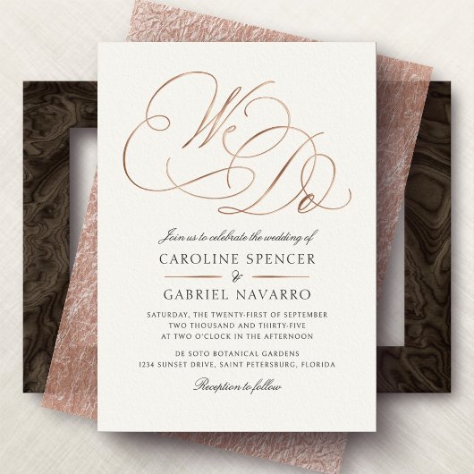 フォーマルなカリグラフィー・スクリプトの結婚式 箔招待状