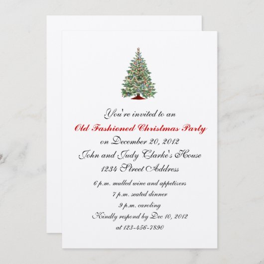 フォーマルなクリスマスのパーティの招待状の木 招待状 (正面/裏面)