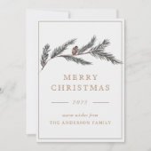 フォーマルなクリスマスのモミの枝 シーズンカード (正面)