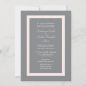 フォーマルなグレーとピンクの結婚式招待状 招待状 (正面)
