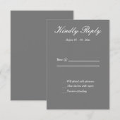 フォーマルなグレーとホワイトの結婚式返信カード 出欠カード (正面/裏面)