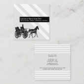 フォーマルなシックな馬が引くキャリッジ灰色白のストライブ柄 スクエア名刺 (正面/裏面)