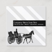 フォーマルなシックな馬が引くキャリッジ灰色白のストライブ柄 スクエア名刺 (正面)