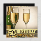 フォーマルなスタイリッシュな第50バースデーパーティ招待状- 招待状 (正面/裏面)