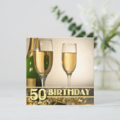 フォーマルなスタイリッシュな第50バースデーパーティ招待状- 招待状 (スタンド正面)