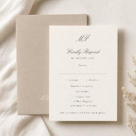 フォーマルなタウペの結婚式のRSVP食事選択カード 出欠カード
