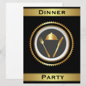 フォーマルなディナーパーティーの招待状テンプレート 招待状 (正面/裏面)