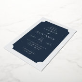 フォーマルなネイビーの結婚式 箔招待状 (回転した状態)