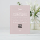 フォーマルなピンクのQRコード付き結婚式詳細カード エンクロージャーカード (スタンド正面)