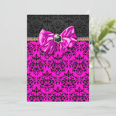 フォーマルなピンク ブラック ゴールド ダマスクパーティー 招待状 (スタンド正面)