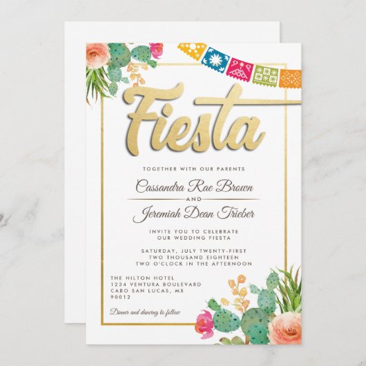 フォーマルなフェスタの結婚式招待状 招待状 (正面/裏面)