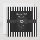 フォーマルなブラックタイのディナー　ブラックとホワイトのストライプの蝶ネクタイ 招待状 (裏面)