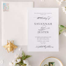 フォーマルなブラック＆ホワイトのカリグラフィー結婚式