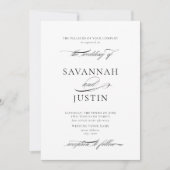 フォーマルなブラック＆ホワイトのカリグラフィー結婚式 招待状 (正面)