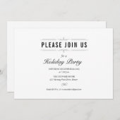 フォーマルなブラック＆ホワイトのホリデーパーティー 招待状 (正面/裏面)