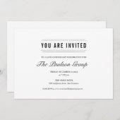 フォーマルなブラック＆ホワイトの企業イベント 招待状 (正面/裏面)