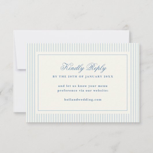 フォーマルなプレッピーな青のストライプのオンライン返信カード 出欠カード (正面)